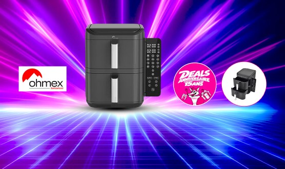 Friteuse à air chaud Air Fryer 11L (sans huile) avec double compartiments superposés OHMEX