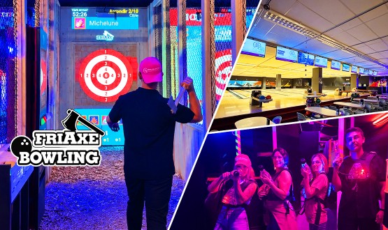 Lancer de hache pour 1 ou 2 personnes avec Bowling et Laser Game (selon formule)