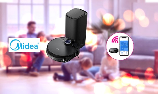 Aspirateur robot connecté 2en1 (aspirateur et laveur) avec station intégrée MIDEA