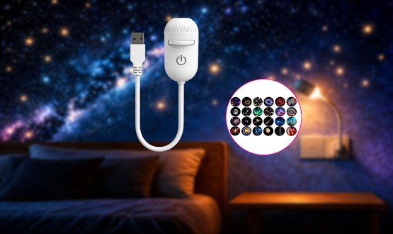 Lampe veilleuse et projecteur 3en1 LED avec 24 disques inclus 