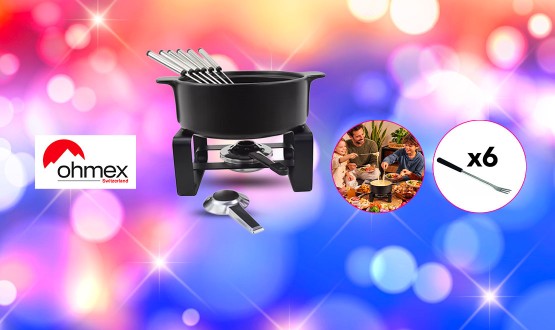 Caquelon à Fondue en céramique avec 6 fourchettes OHMEX