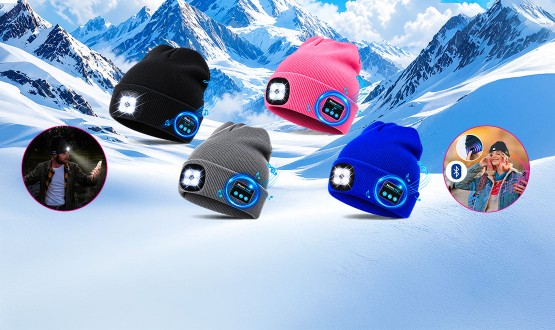 Bonnet connecté Bluetooth avec haut parleur et lumière LED intégrés
