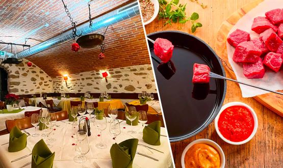 Menu Fondue Chinoise avec viande coupée au couteau, entrée et dessert dès 2 personnes 