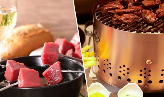 Menu Fondue Chinoise ou Charbonnade avec entrée, dessert et Kir de Bienvenue dès 2 personnes