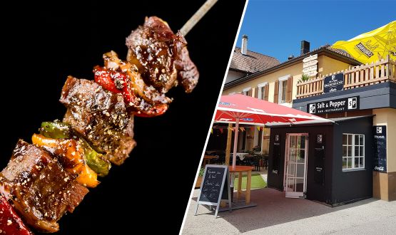 Menu Brochette de bœuf géante avec entrée et dessert dès 2 personnes