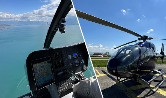 Vol en Hélicoptère avec Fondue et coupe de Champagne pour 2 personnes