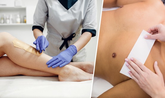 Epilation à la cire chaude sur demi-jambes, aisselles et lèvre 
