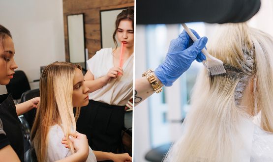 Balayage avec diagnostic, soin personnalisé, patine, massage du cuir chevelu et brushing