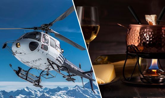 Vol en hélicoptère avec fondue et coupe de champagne dès 2 personnes