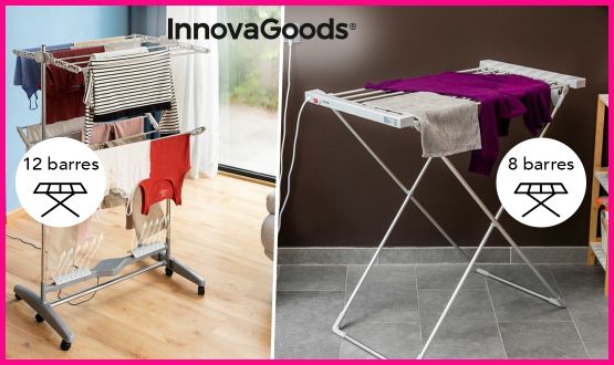 Étendoir à linge électrique pliable - 12 barres
