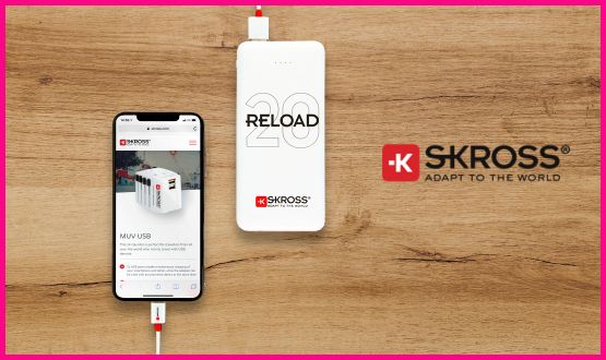 Batterie portable 20'000 mAh SkRoss designée en Suisse