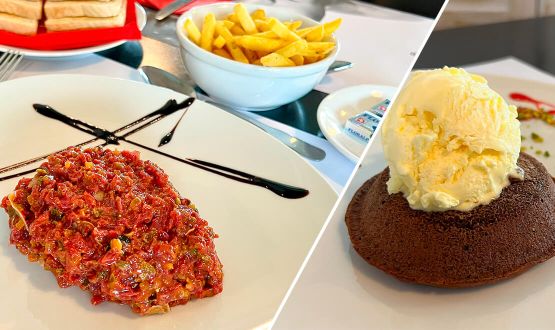 Tartare de boeuf de 180 grammes préparé devant vous avec entrée et dessert dès 2 personnes