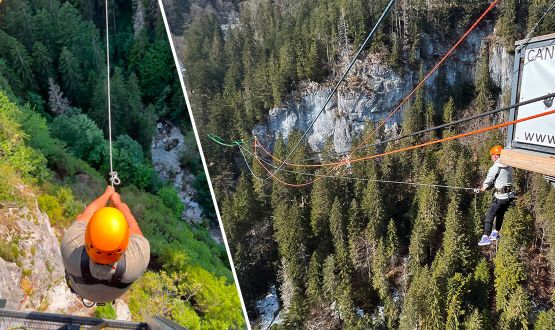 Saut pendulaire dans les magnifiques Gorges du Pissot 