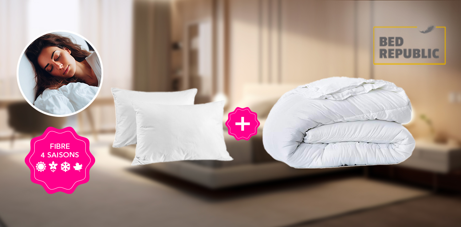 Set Duvet et Oreillers en fibre 4 saisons hiver-printemps-été-automne - BED REPUBLIC