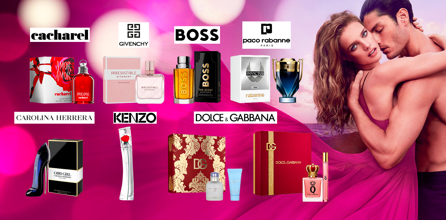 Parfums pour lui ou pour elle DOLCE GABBANA - KENZO - GIVENCHY - CACHAREL - BOSS - PACO RABANNE - CAROLINA HERRERA