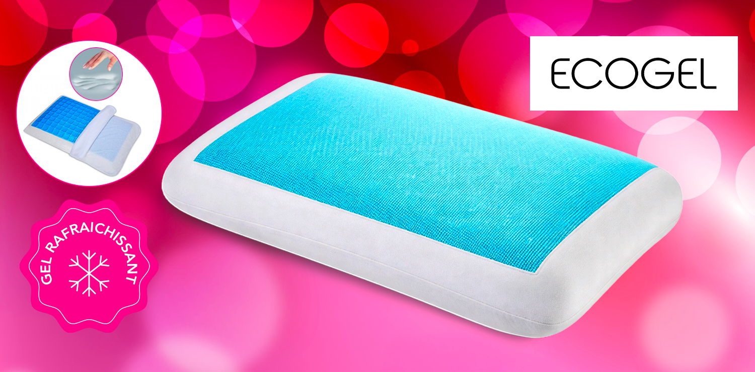 Oreiller à mémoire de forme avec gel fraicheur ECOGEL