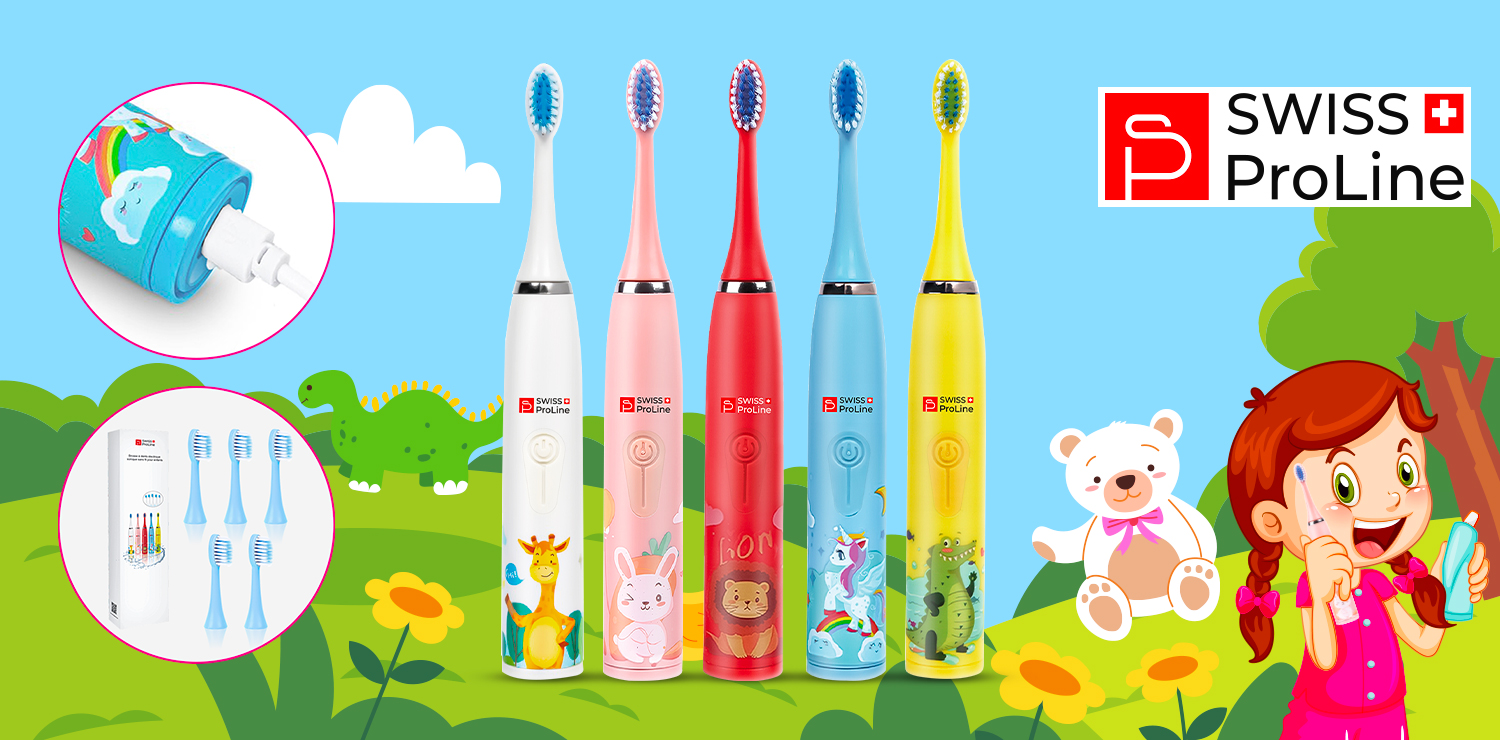 Brosse à dents électrique sonique sans fil pour enfants Swiss ProLine