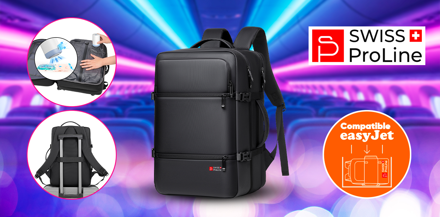 Sac à dos multifonctions avec pompe de compression (compatible Easyjet - 45cm) Swiss ProLine
