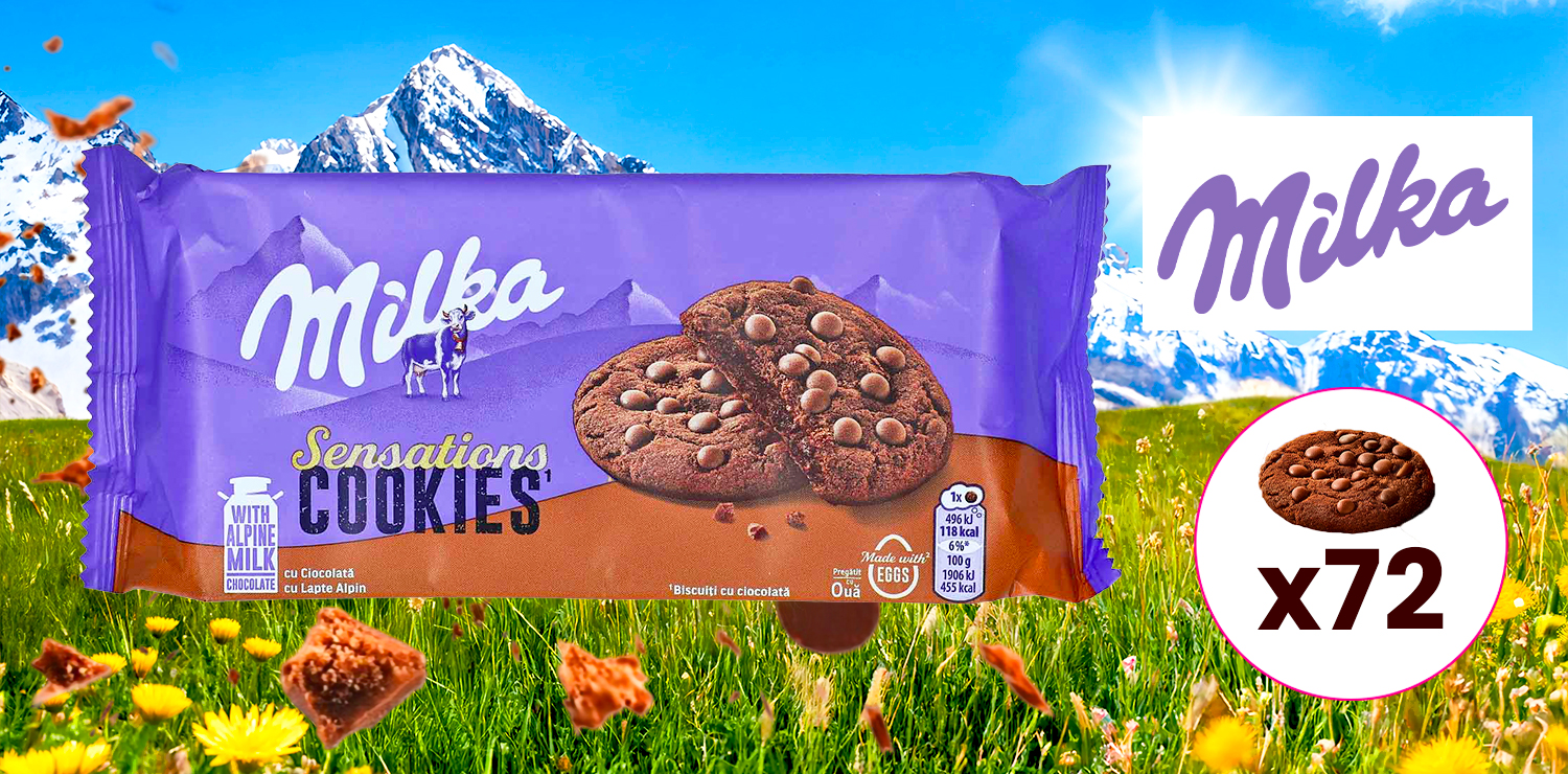 Set de 72 cookies au chocolat MILKA (12 paquets)