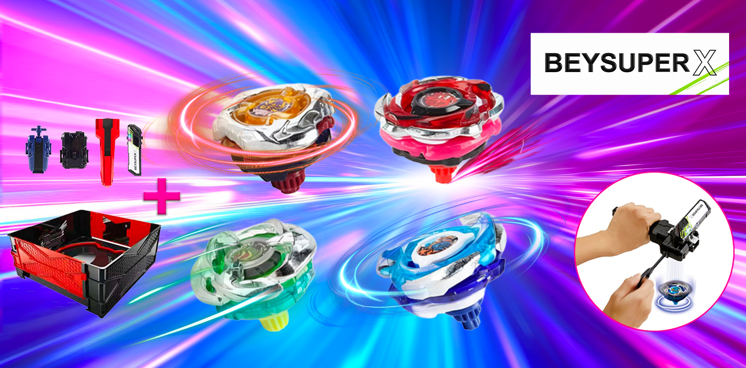 Set de 4 toupies avec 1 arène BEYSUPER X