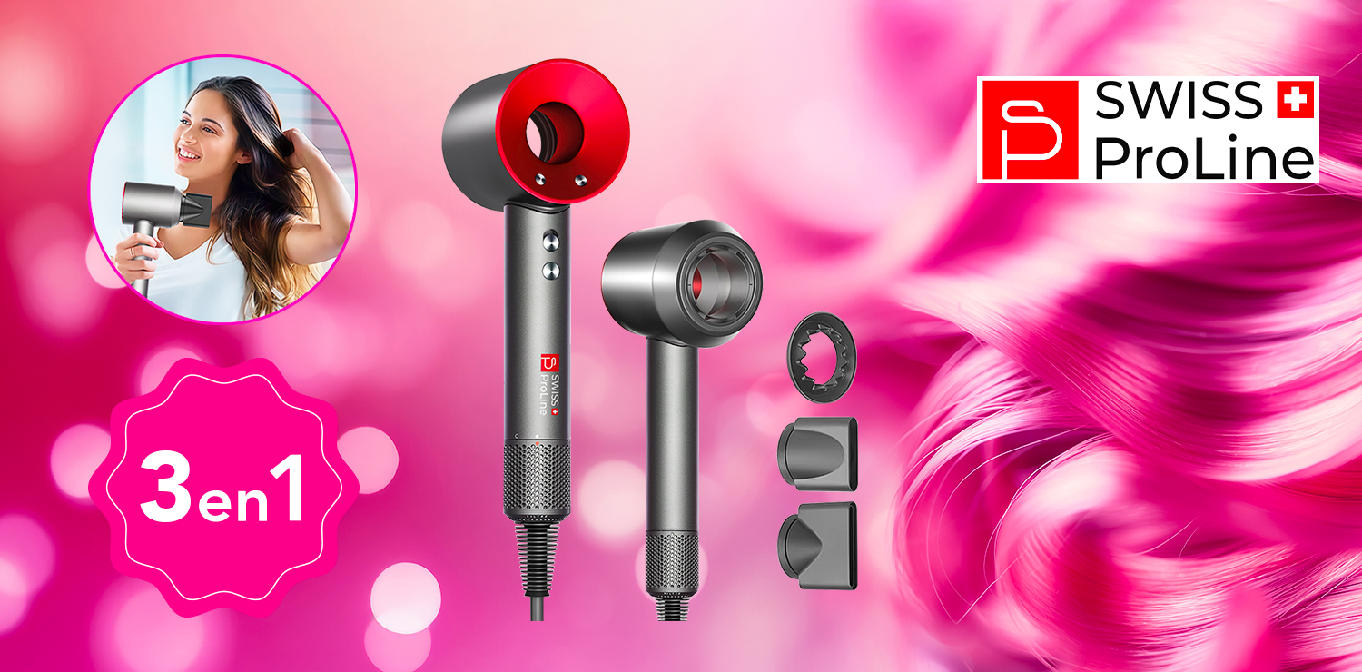 Sèche-cheveux ionique 3en1 (3 accessoires) Swiss ProLine