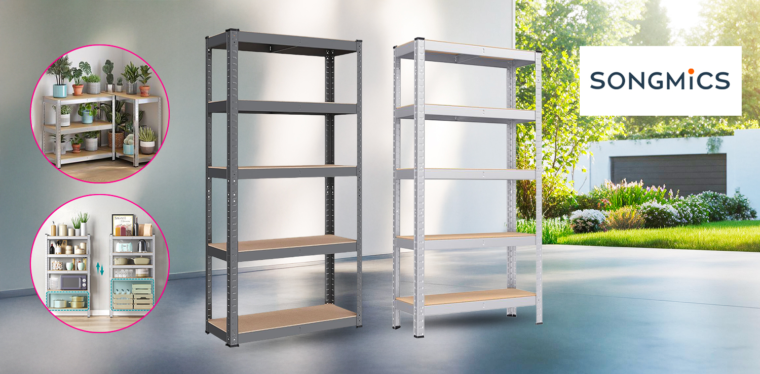 Etagère de rangement ultra robuste en acier équipée de 5 plateaux SONGMICS