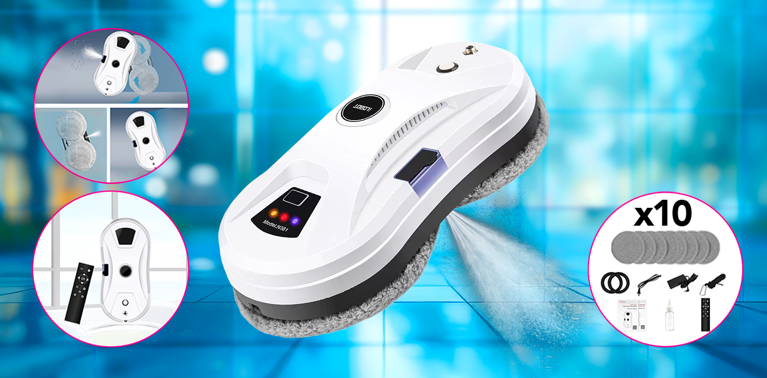 Robot laveur de vitre automatique avec 3 modes de nettoyage