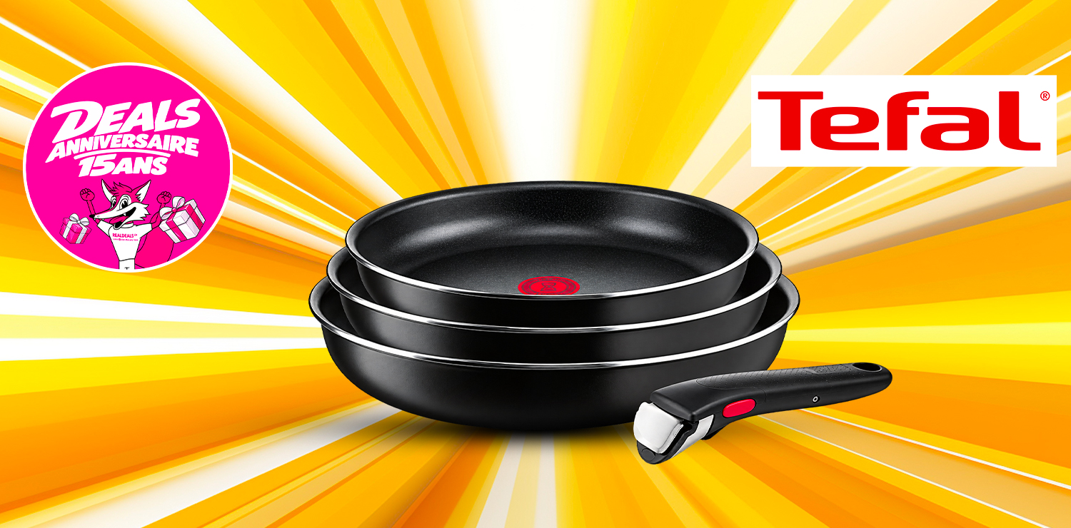 Set de 3 poêles avec poignée amovible tous feux dont Induction TEFAL