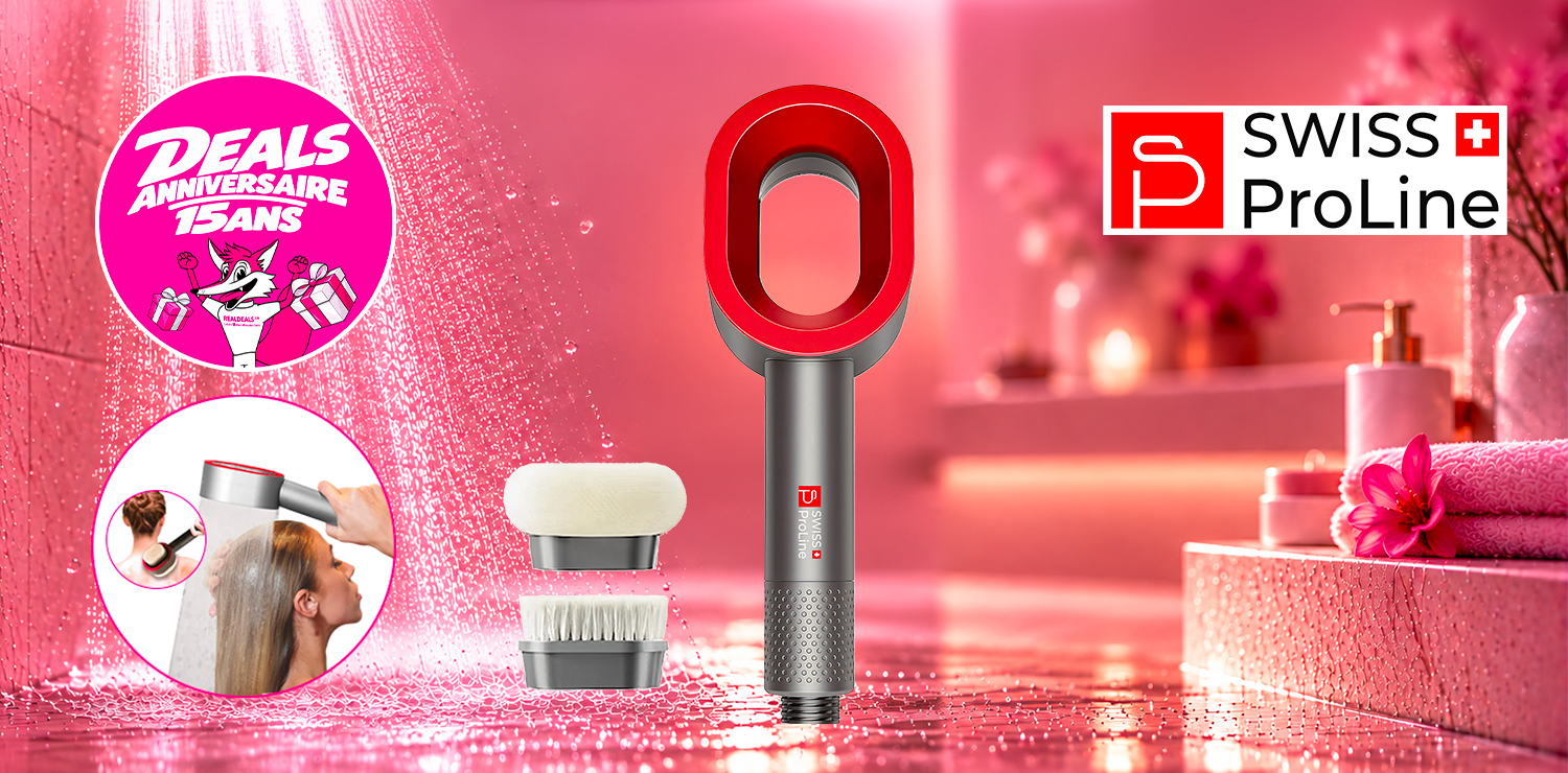 Pommeau de douche magnétique 3en1 (Soin purifiant, brosse nettoyante, brosse relaxante) Swiss ProLine