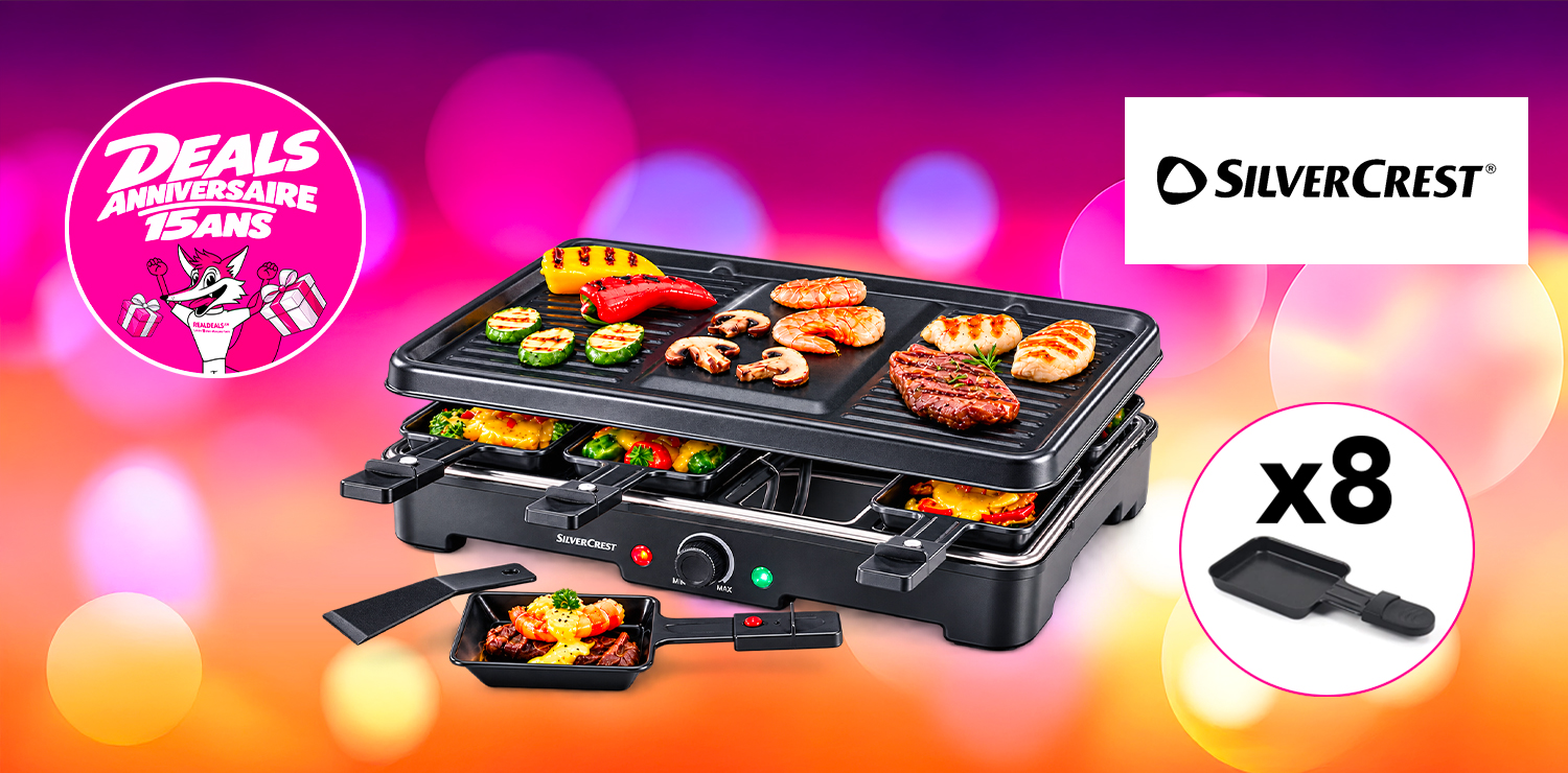 Appareil 2en1 raclette et grill 8 personnes SILVERCREST