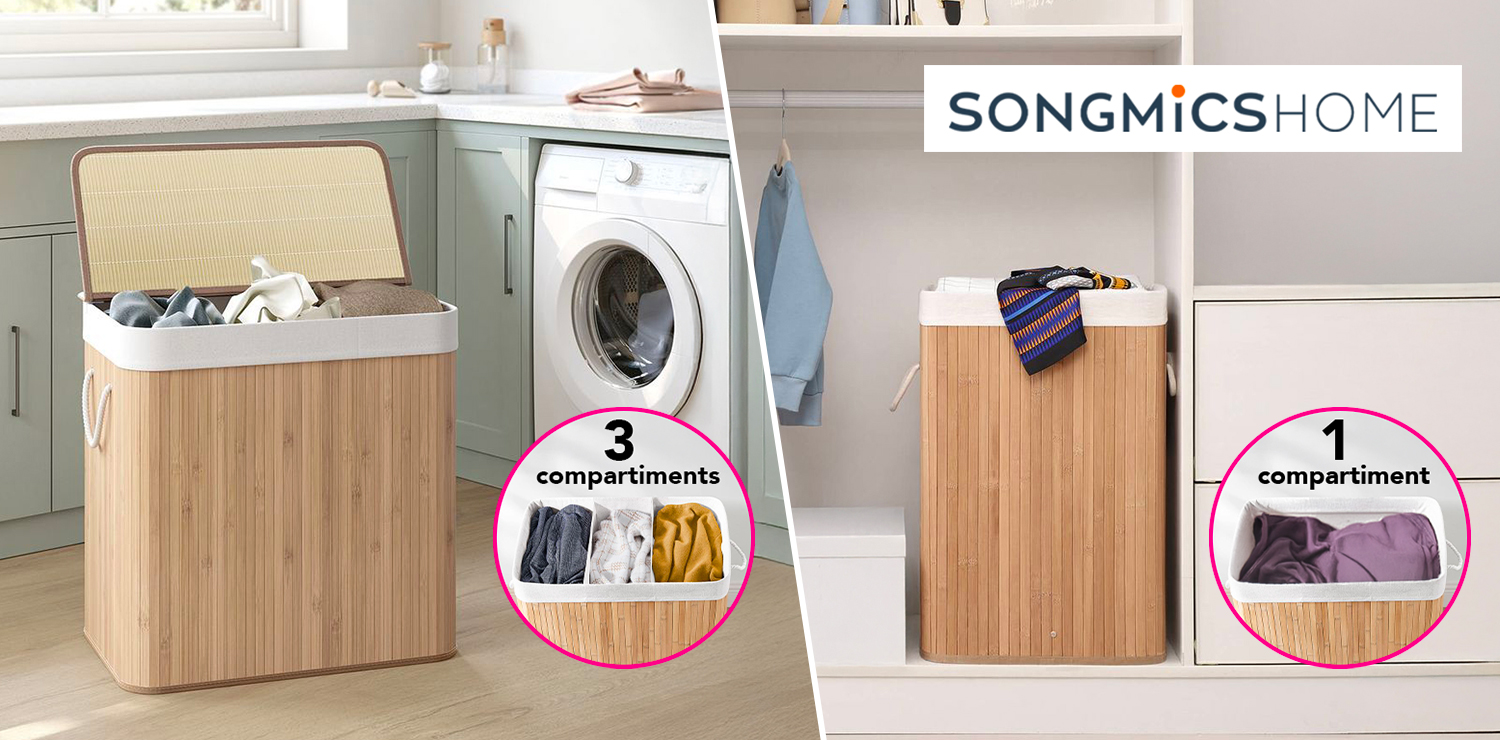 Panier à linge en bambou pliable SONGMICS