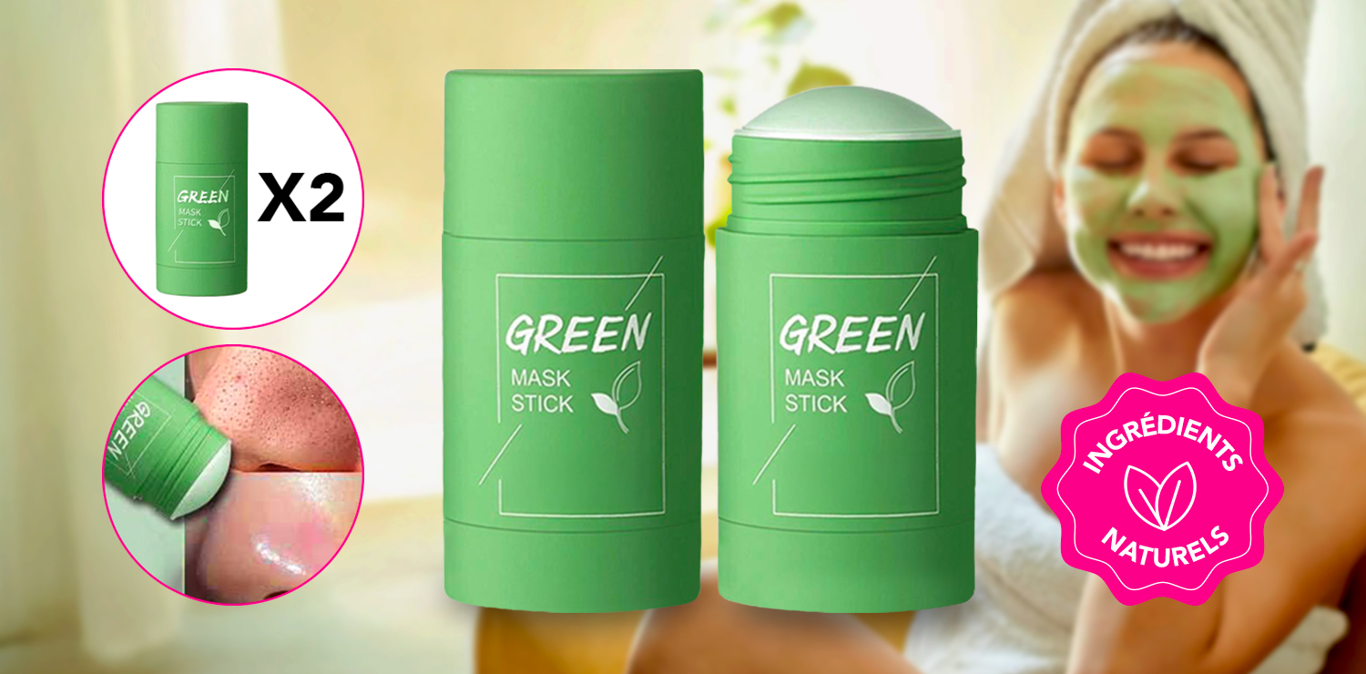 Set de 2 masques pour le visage au thé vert GREEN STICK pour une peau éclatante