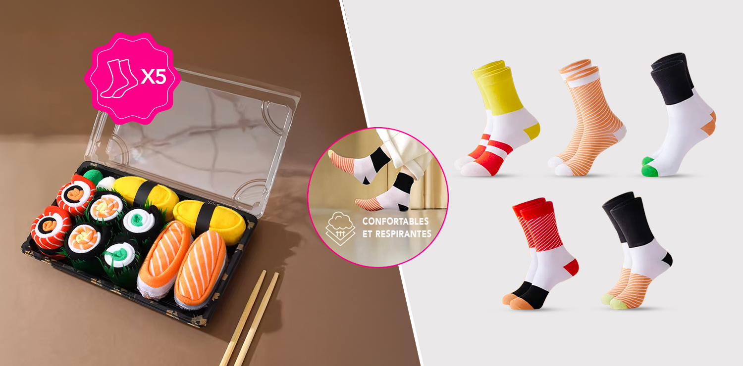 Set de 5 paires chaussette Sushi Design SUSHISOCKS