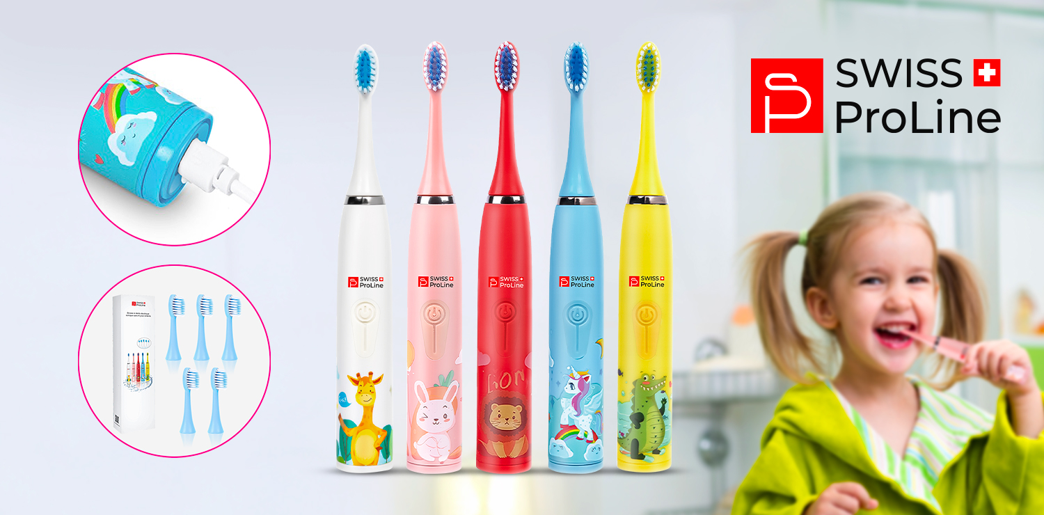 Brosse à dents électrique sonique sans fil pour enfants Swiss ProLine