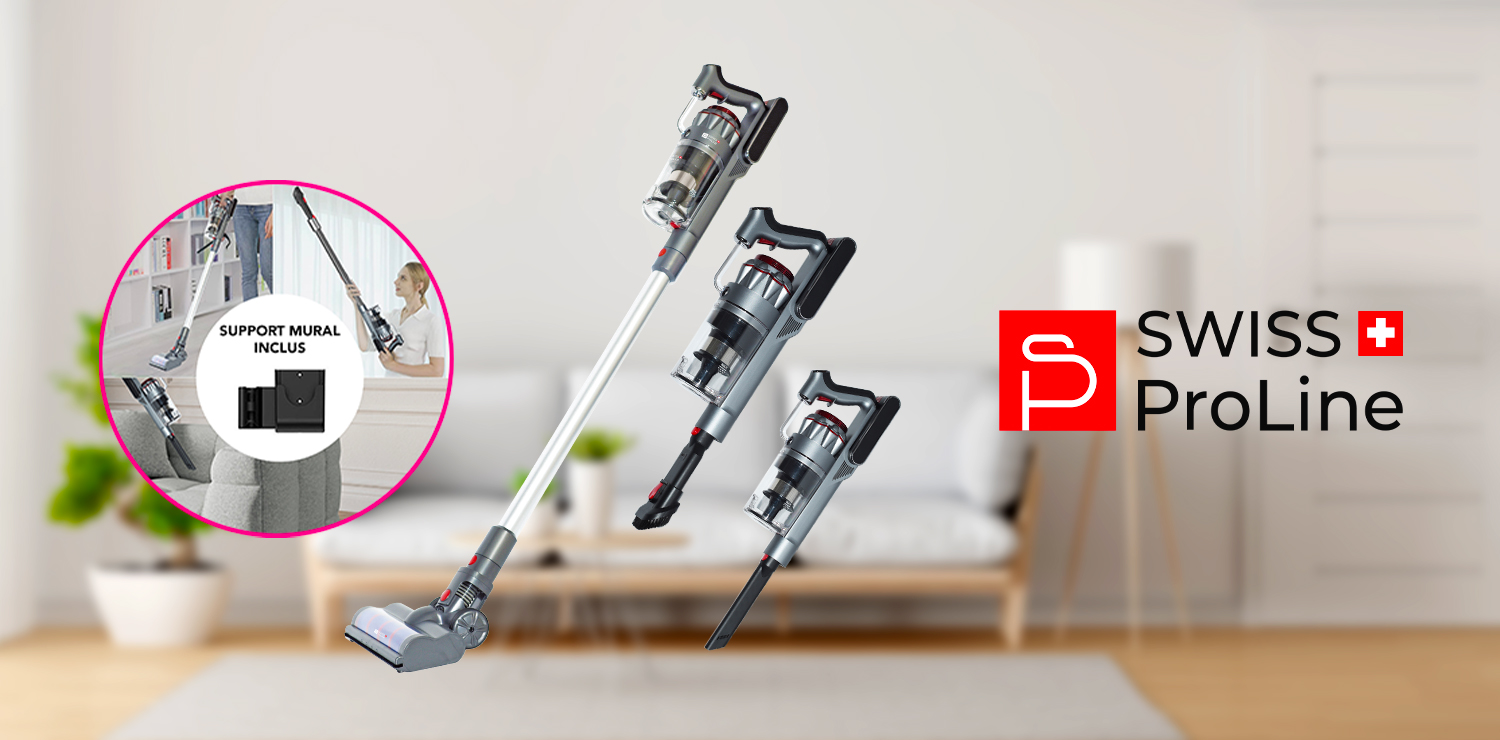 Aspirateur balai sans fil 2en1 (5 accessoires) Swiss ProLine