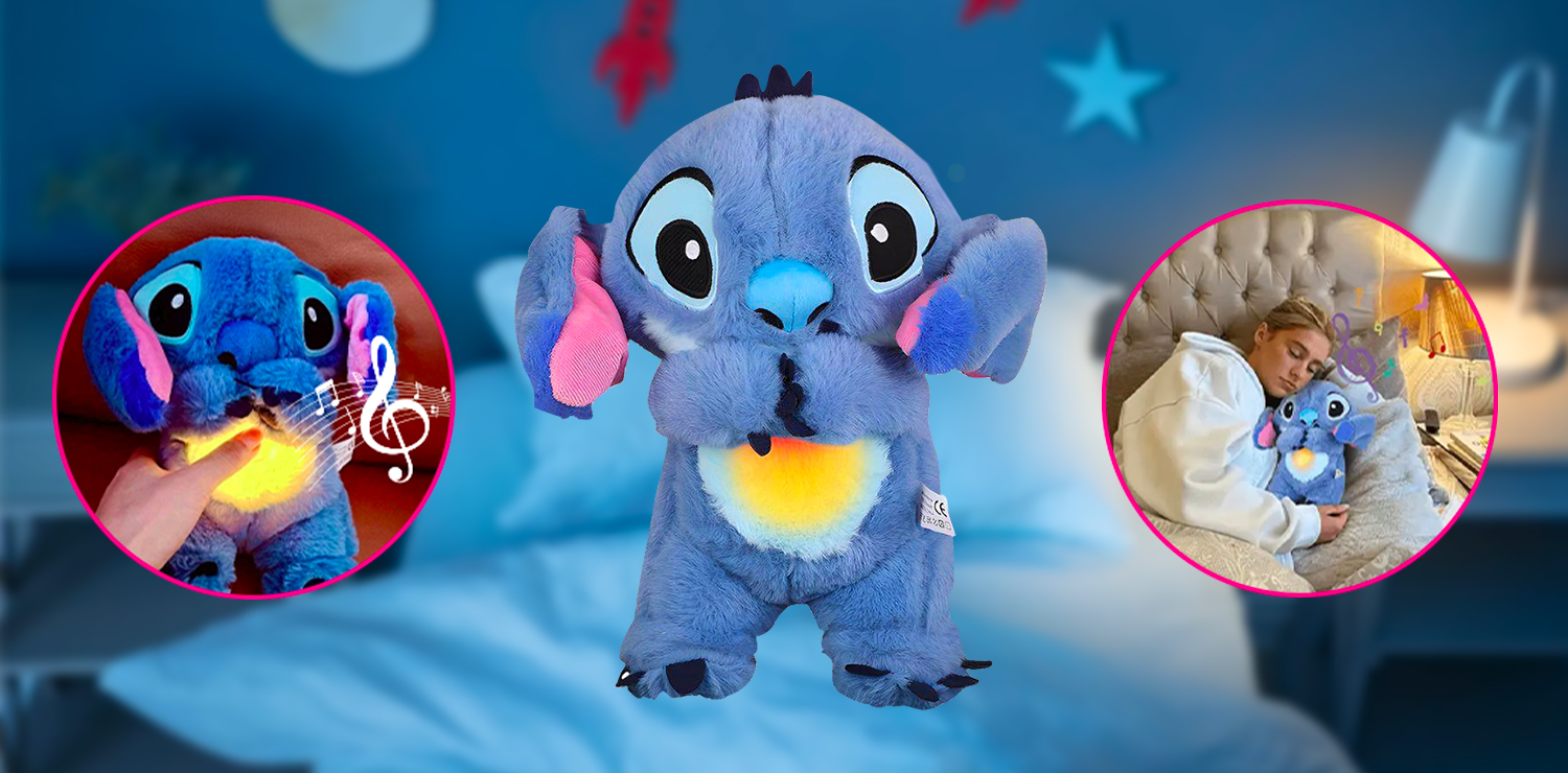 Peluche berceuse Stitch ultra douce avec lumière et effet respirant