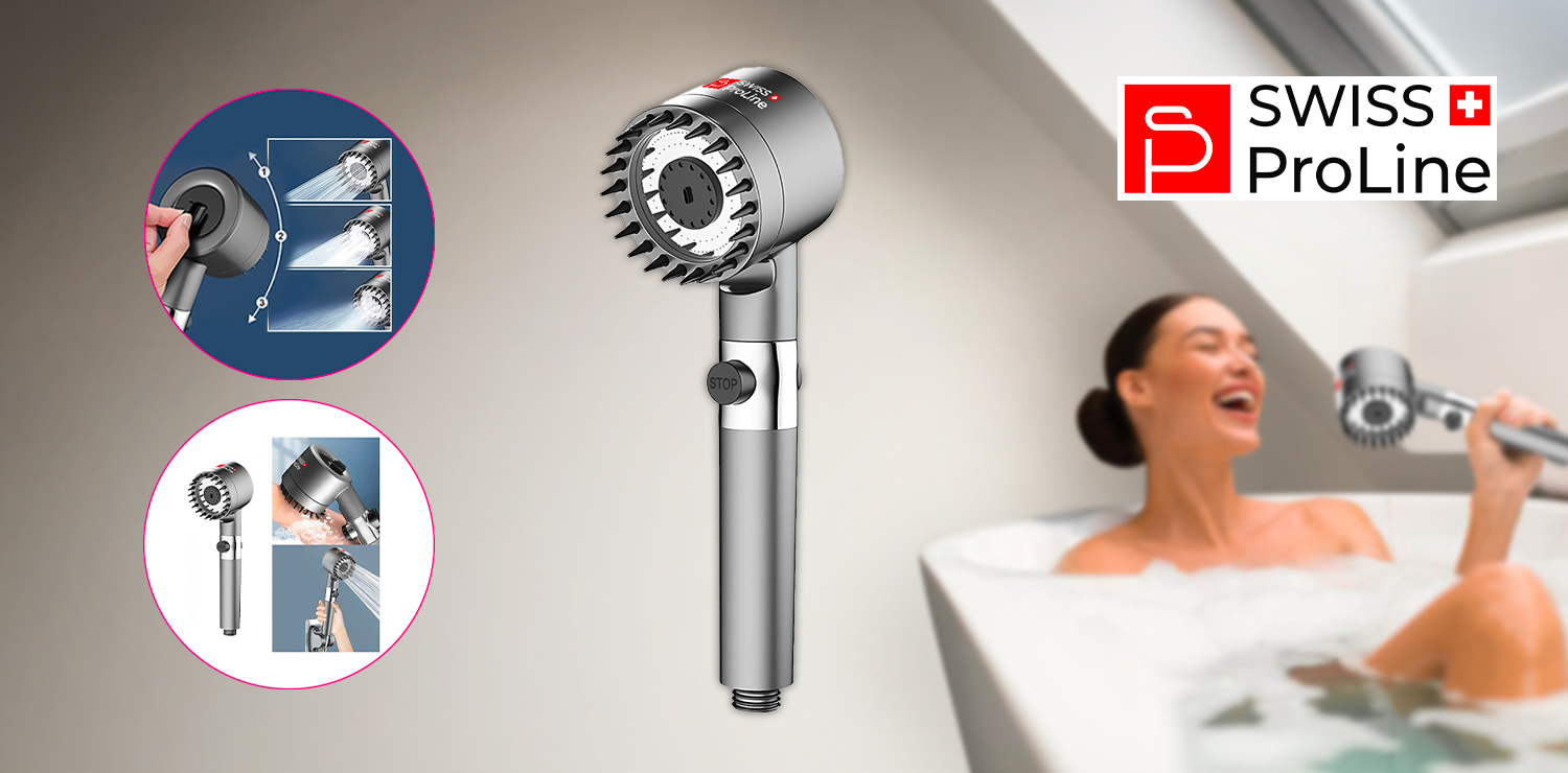Pommeau de douche avec 3 modes puissants Swiss ProLine