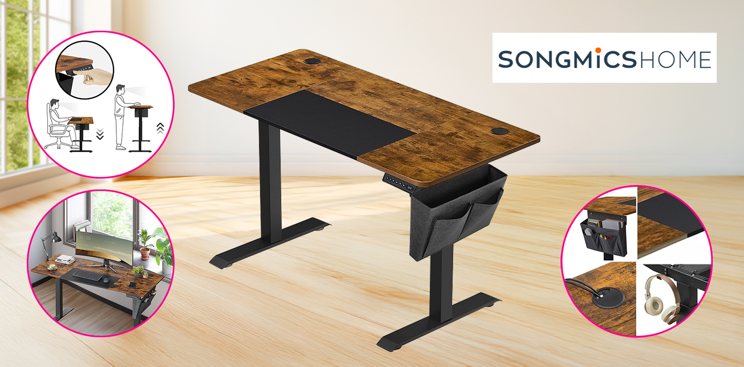 Bureau électrique avec fonction 2en1 (assis-debout) SONGMICS