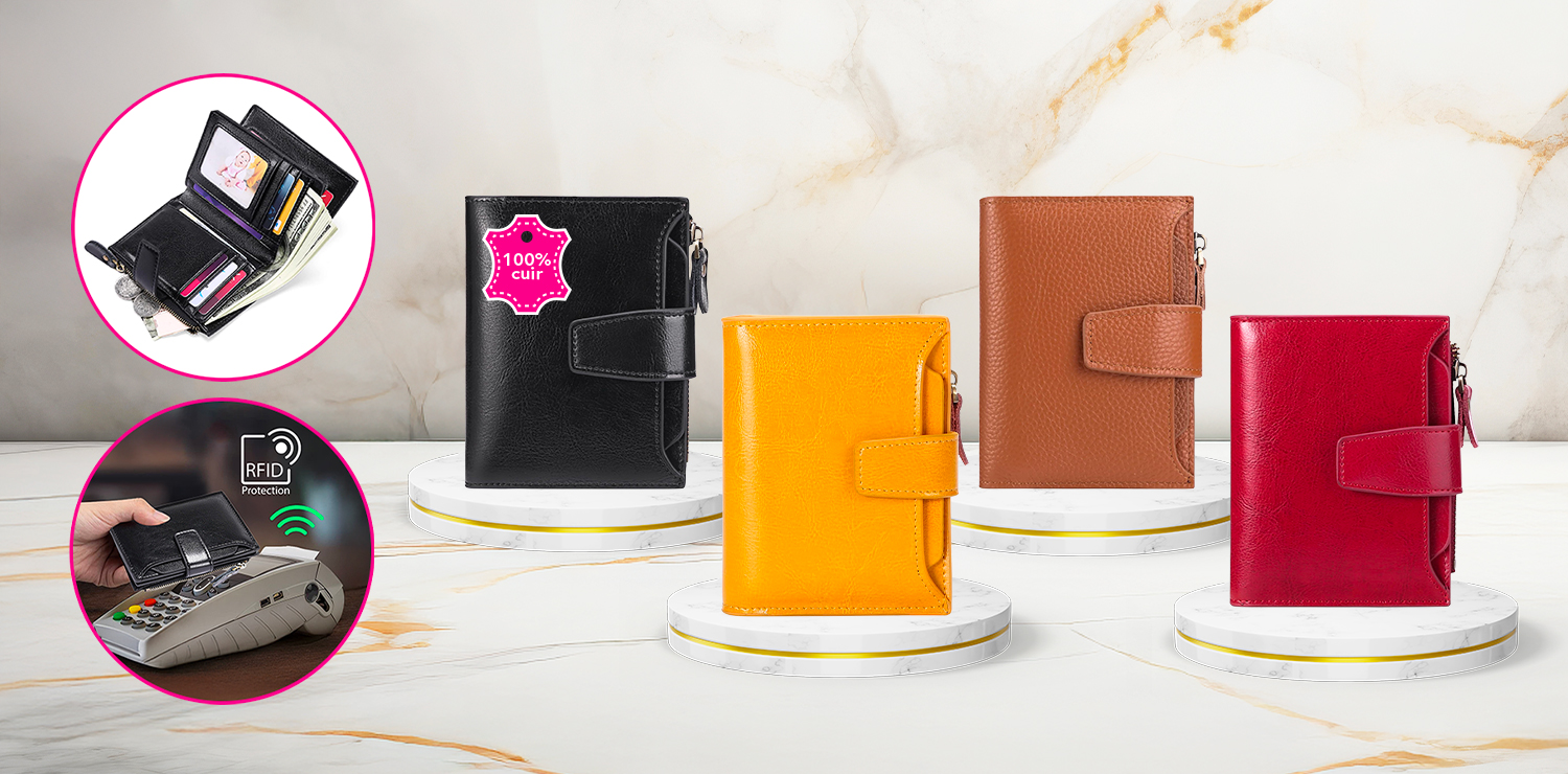 Porte-Monnaie en cuir avec protection RFID