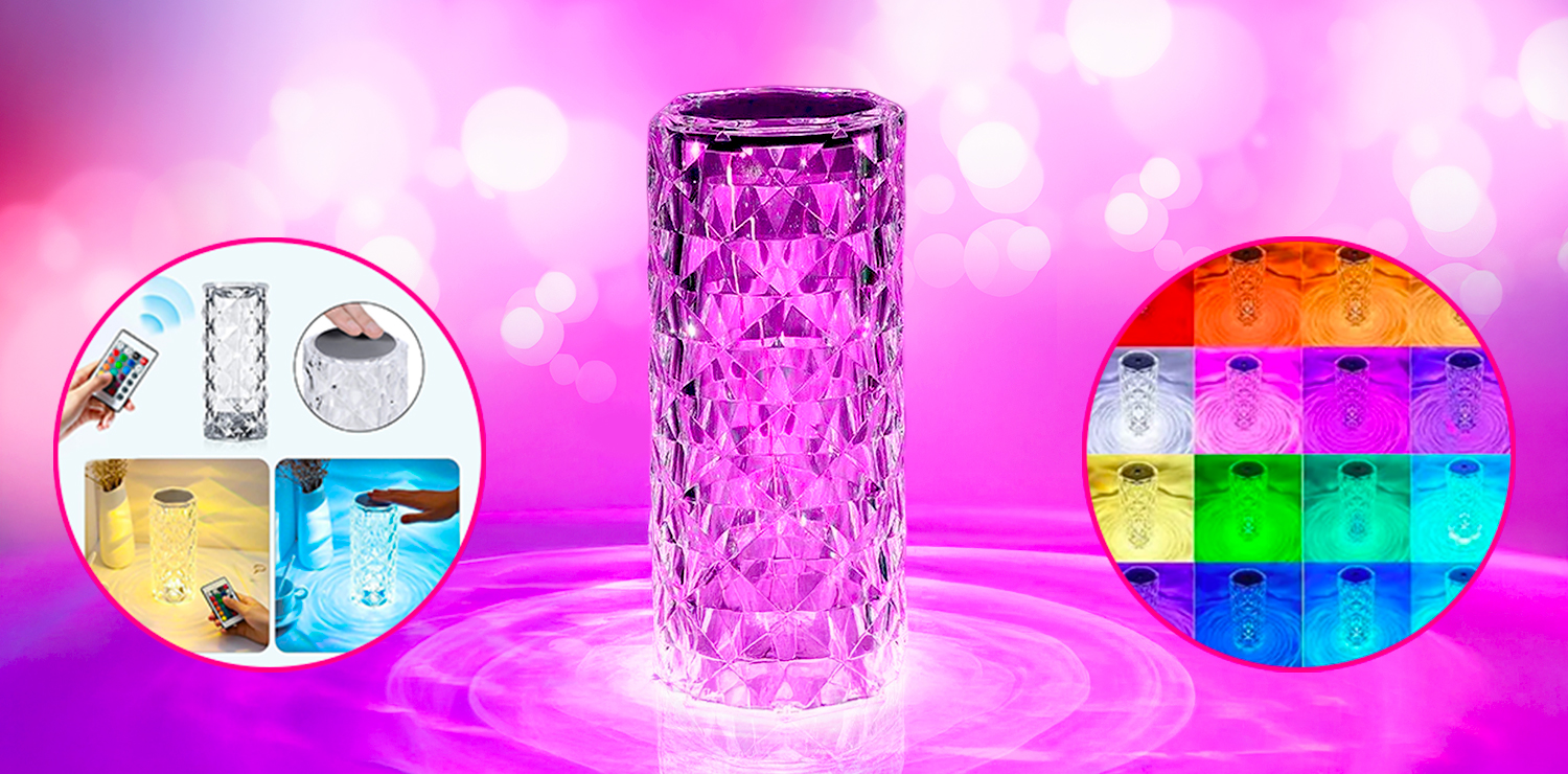 Lampe cristale LED sans fil tactile rechargeable