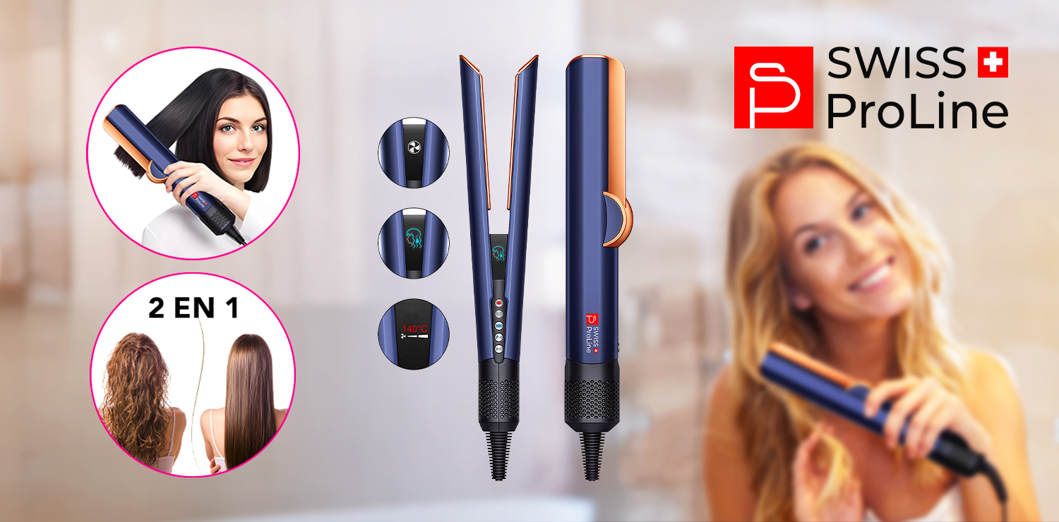 Lisseur et sèche-cheveux 2en1 Swiss ProLine