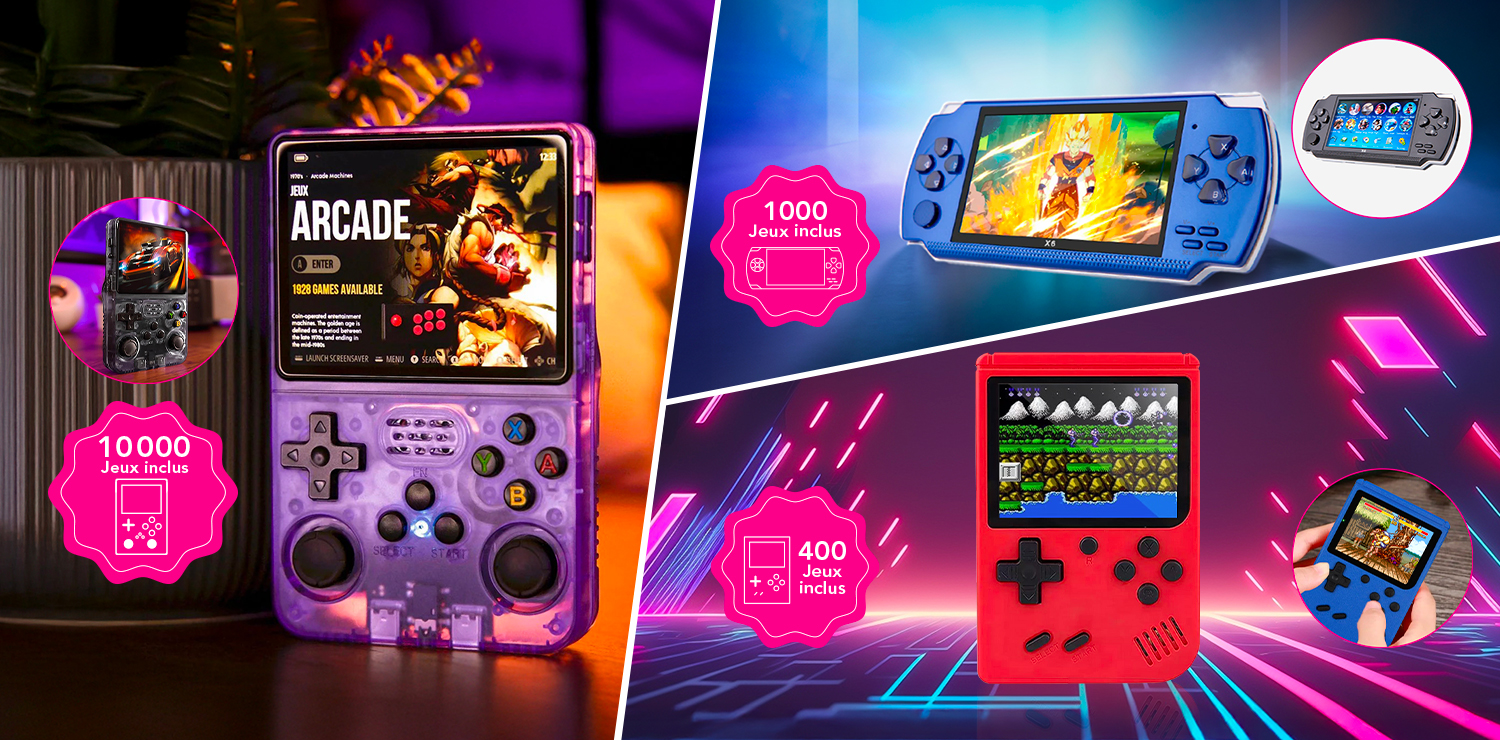 Console de jeux rétro 400, 1000 ou 10'000 jeux inclus