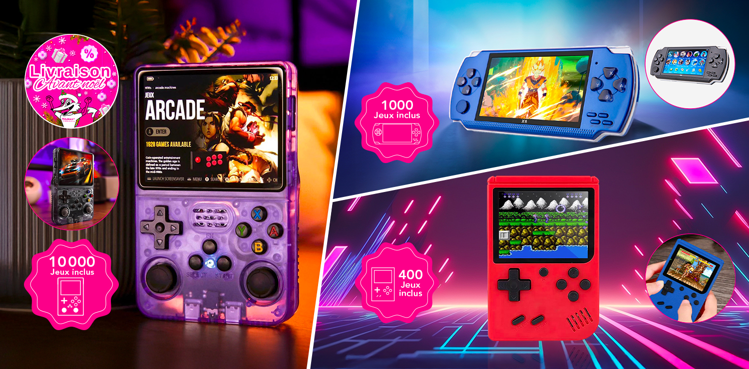 Console de jeux rétro 400, 1000 ou 10'000 jeux inclus