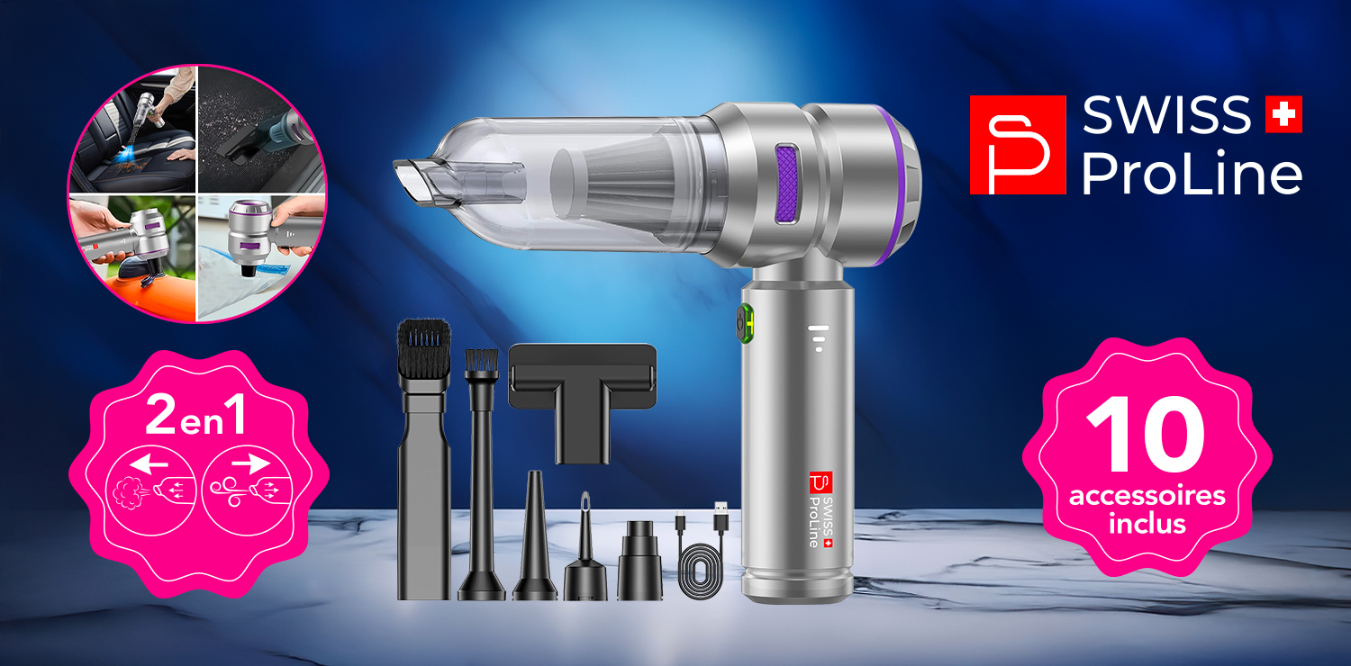 Aspirateur à main sans fil avec 10 accessoires Swiss ProLine