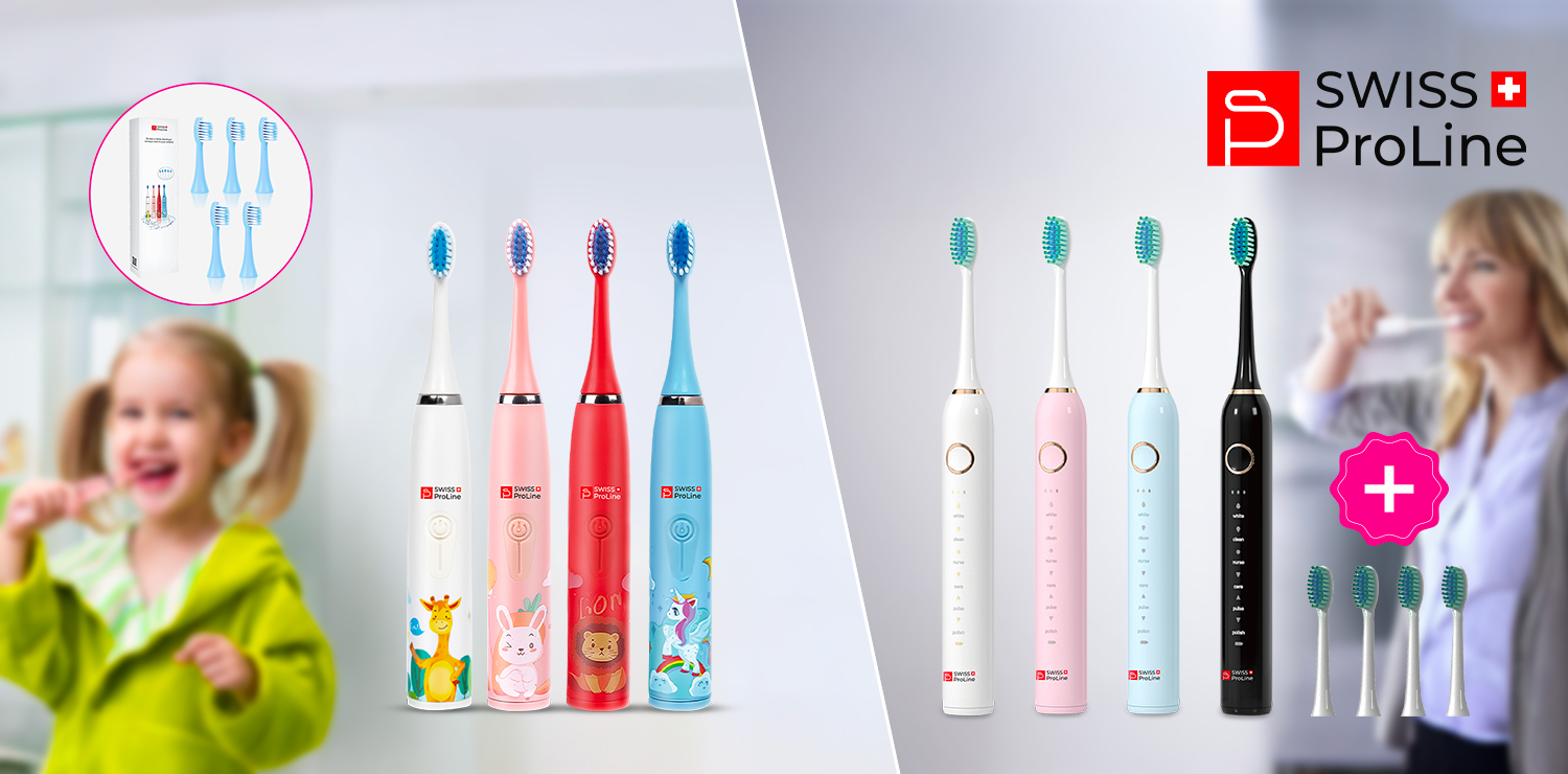 Brosse à dents électrique sonique sans fil pour Enfants ou Adultes Swiss ProLine