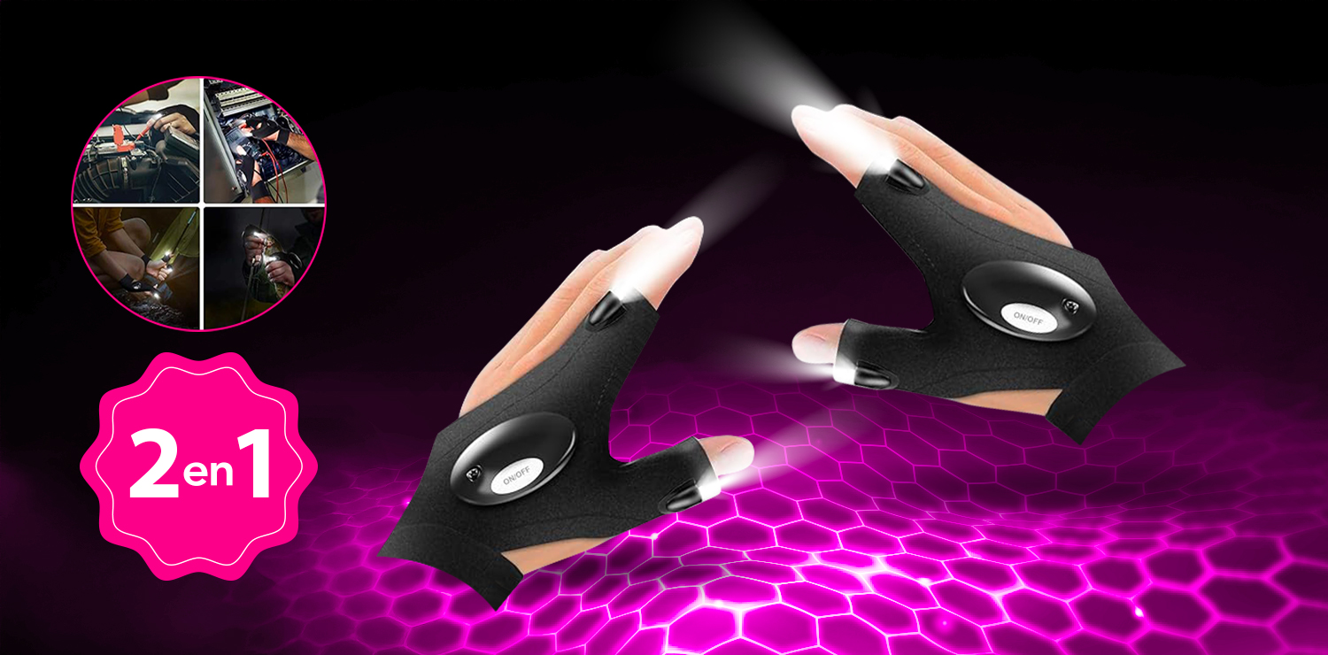 Gants LED 2en1 pratique avec lumière intégrée
