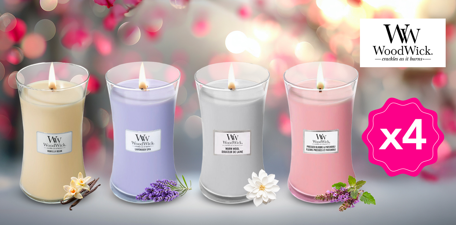Set de 4 bougies 2ème chance parfum surprise WOODWICK