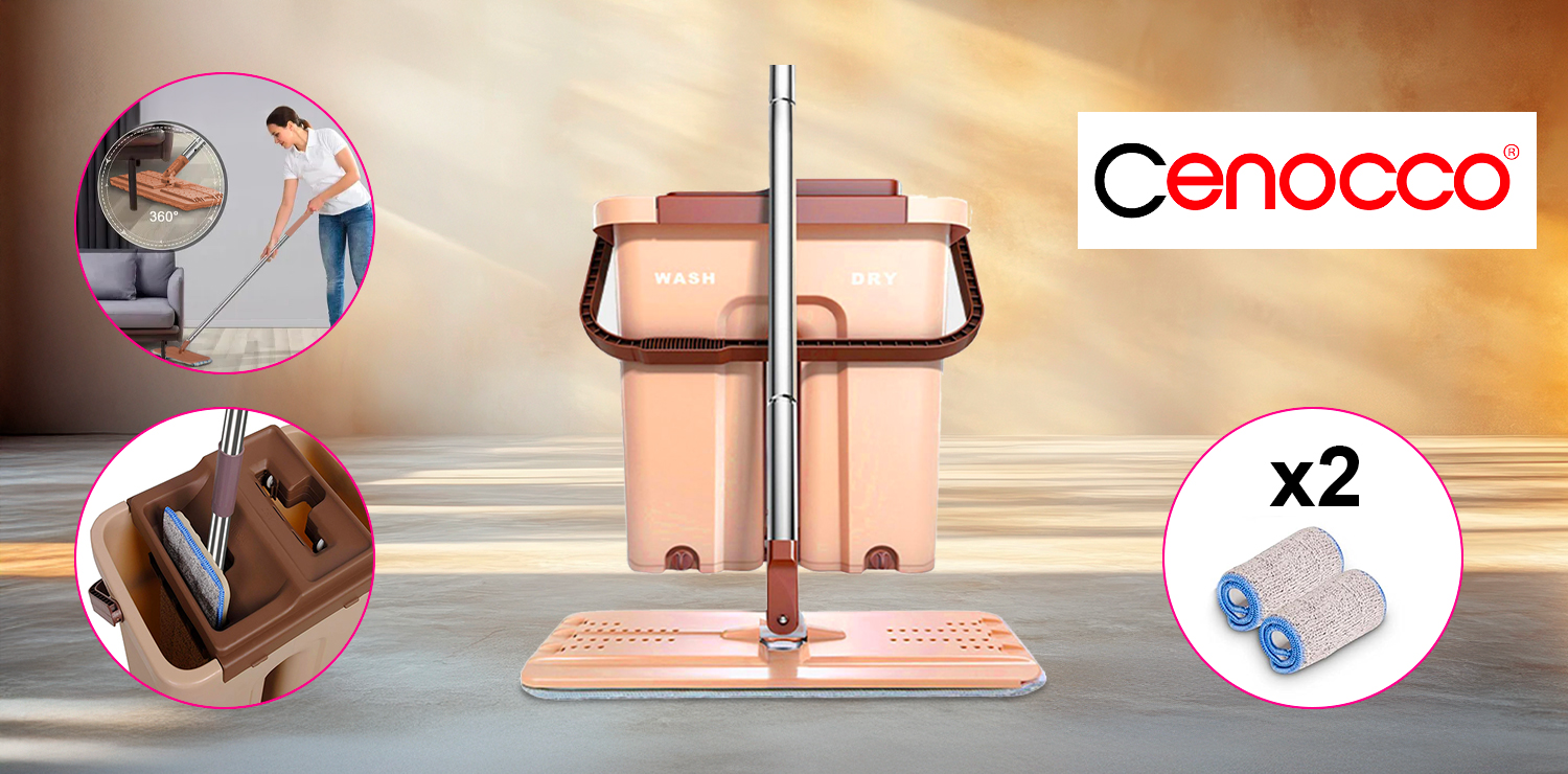 Panosse 2en1 pratique avec 2 serpillières en microfibre inclus CENOCCO