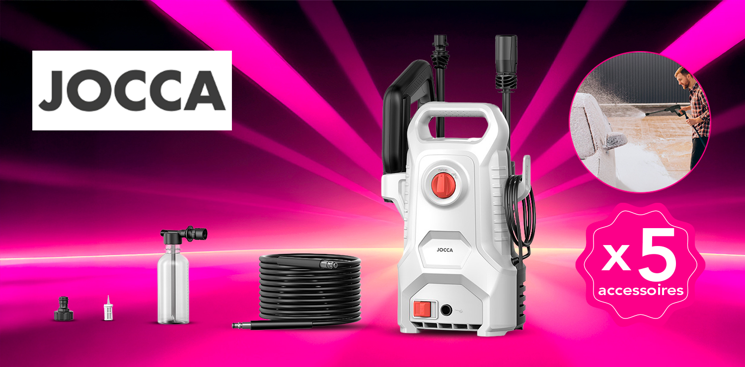 Nettoyeur haute pression puissant avec 5 accessoires JOCCA