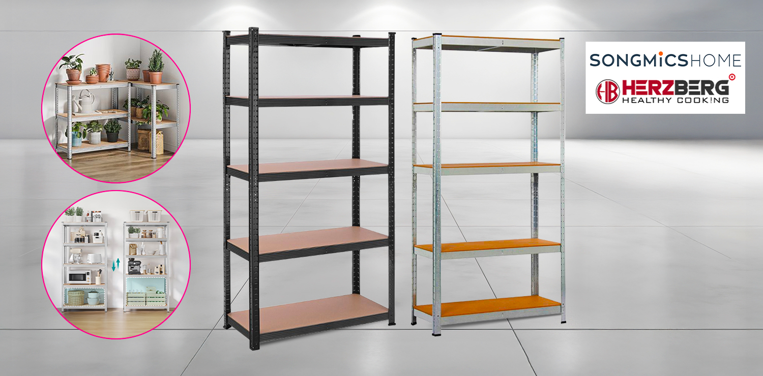 Etagère de rangement ultra robuste en acier équipée de 5 plateaux HERZBERG - SONGMICS